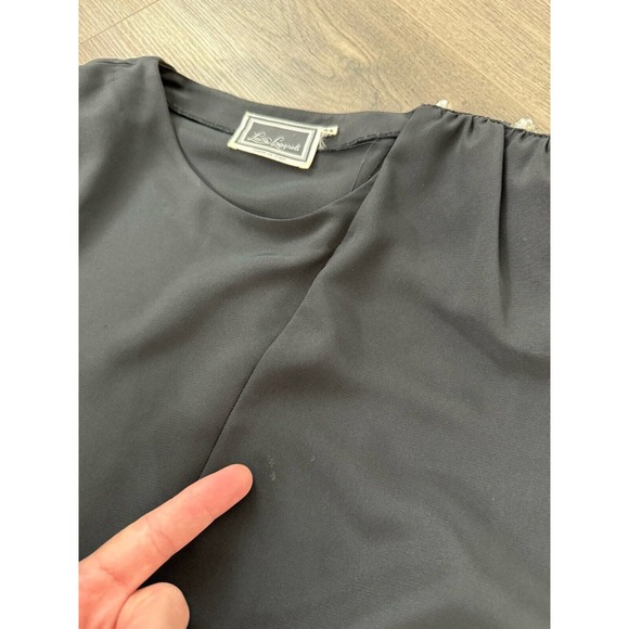 Luisa Spagnoli black Dress IT 44 Shoulder Pads Jewel Gatsby VTG - Picture 11 of 12